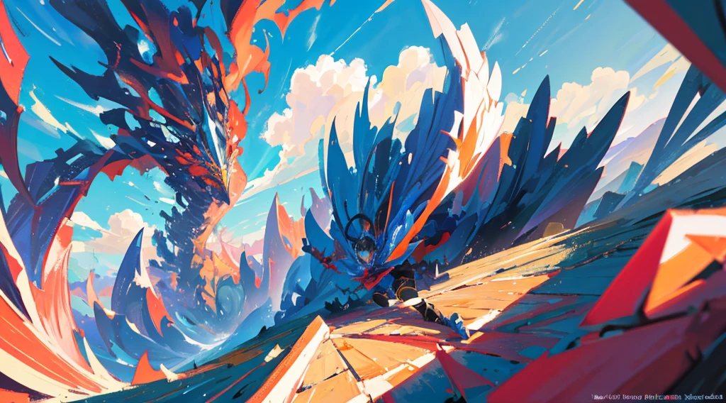 now take this character from the top of the image and put it fighting with a giant