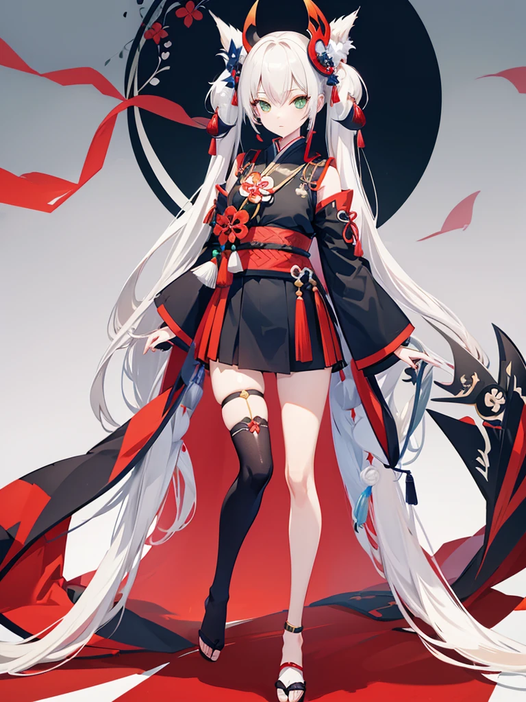 Full-body portrait、Are standing、True Face、woman、Foreigners、Blonde、Twin tails、Green Eyes、Onmyoji、Onmyojiの服