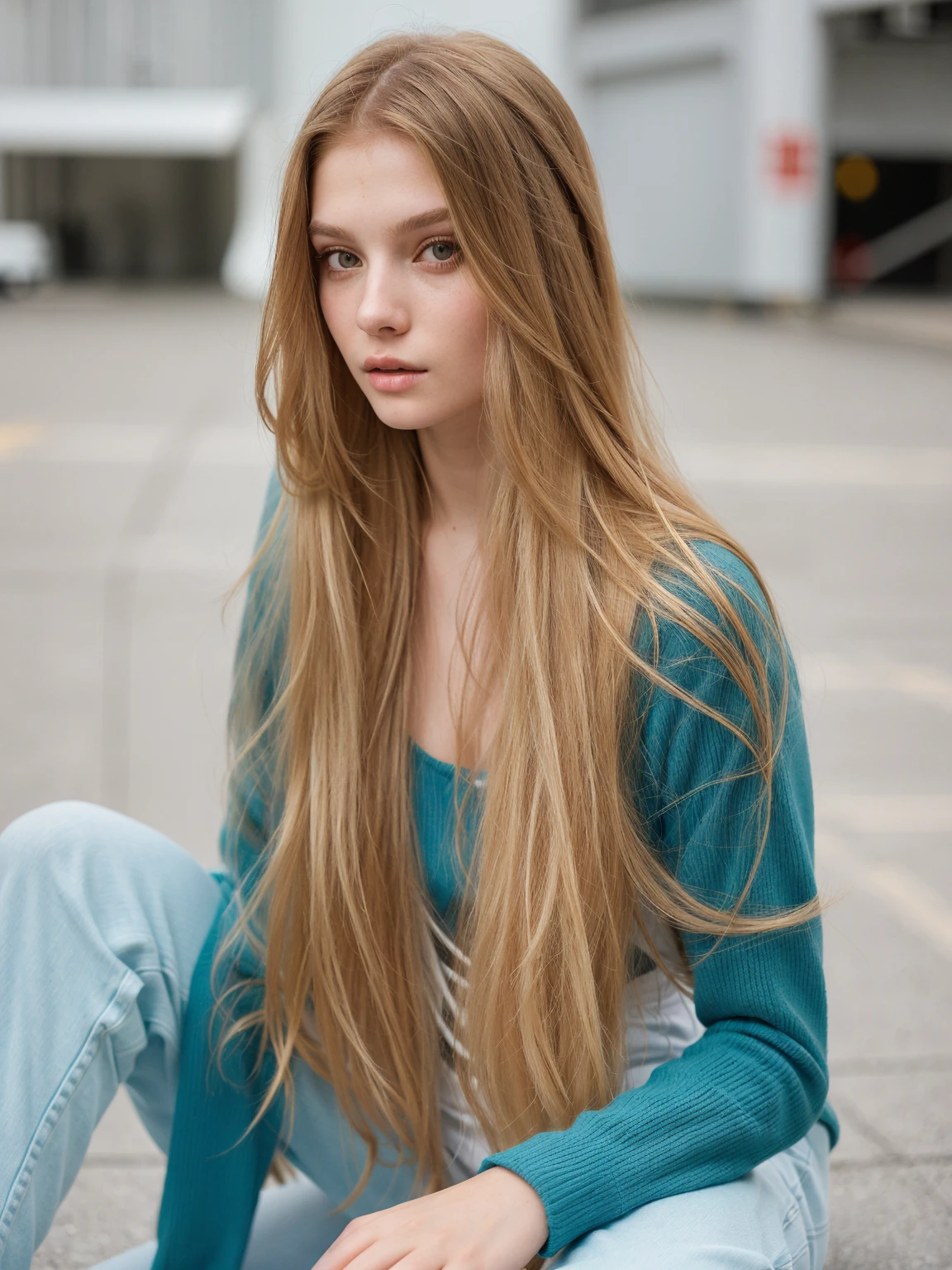 arafed woman sitting on the floor with a skateboard in her hand, with long hair, girl with super long hair, sexy long hair, girl with long hair, long dark blonde hair, long hair girl, Aleksandra Waliszewska, Anna Nikonova aka Newmilky, extremely long hair, Anastasia Ovchinnikova, young with long hair