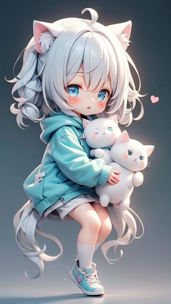 (masterpiece), 1girl, cute animals giving poses