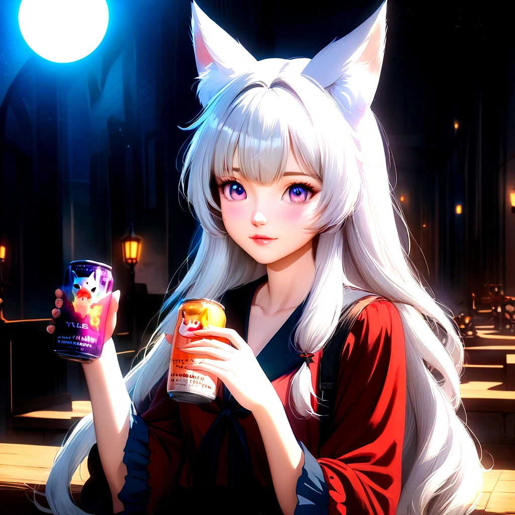 anime girl with white hair holding a cup of coffee, anime girl with cat ears, beautiful anime catgirl, very beautiful anime cat girl, cute anime catgirl, white cat girl, anime catgirl, anime cat, very beautiful cute catgirl, white - haired fox, girl with cat ears, anime girl drinks energy drink, realistic anime artstyle, attractive cat girl