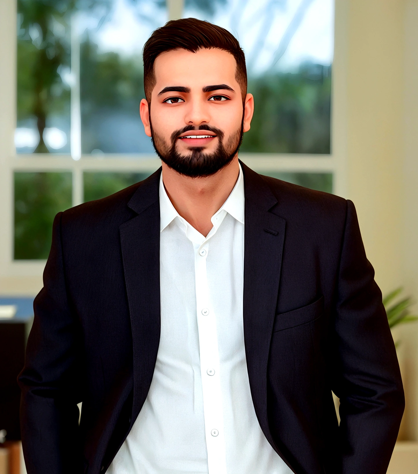 sharp man in a suit and white shirt in front of a window, kyza saleem, alex miranda, Khyzyl Saleem, Riyad Cassim, foto de marketing, christian orrillo, I agree with you, mid shot portrait, joel torres, professional profile photo, alex flores, corporate photo, professional profile photo, profile image