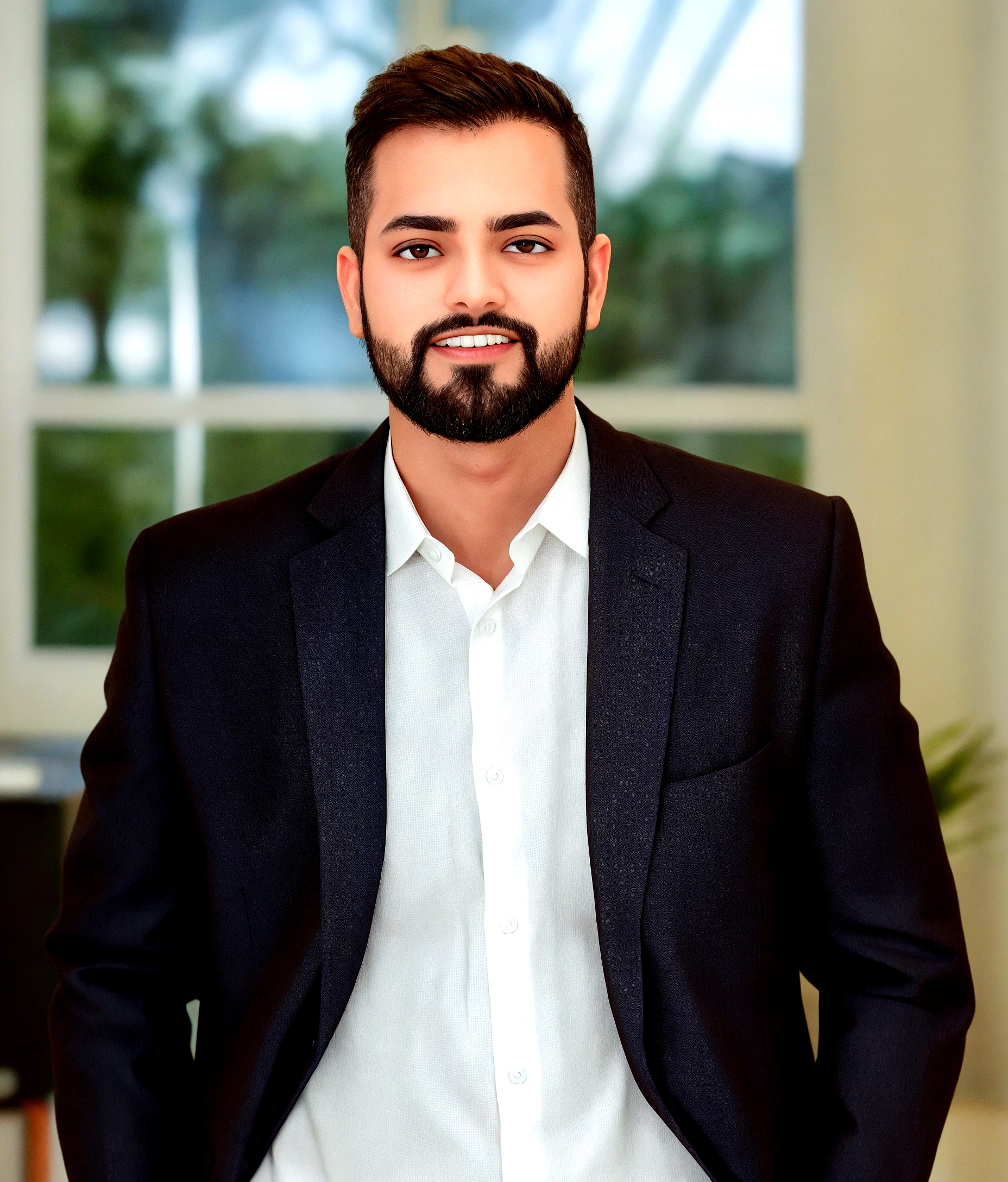 sharp man in a suit and white shirt in front of a window, kyza saleem, alex miranda, Khyzyl Saleem, Riyad Cassim, foto de marketing, christian orrillo, I agree with you, mid shot portrait, joel torres, professional profile photo, alex flores, corporate photo, professional profile photo, profile image