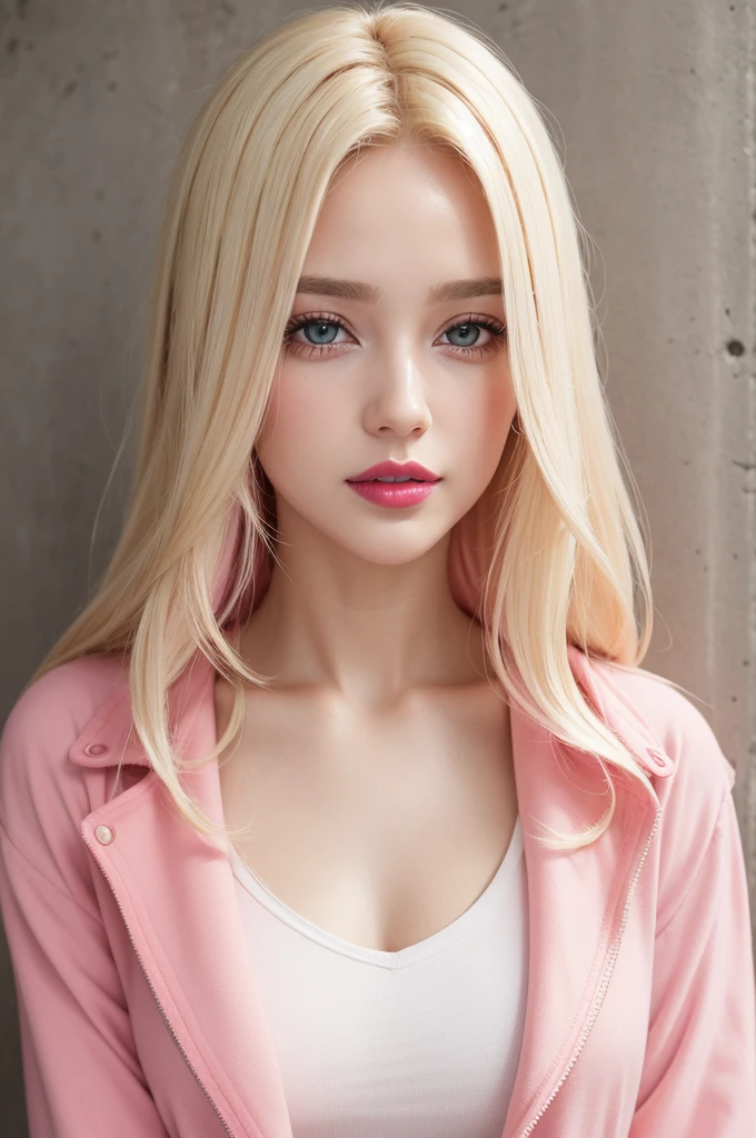 Mare with lipstick ,blonde hair and pink clothes