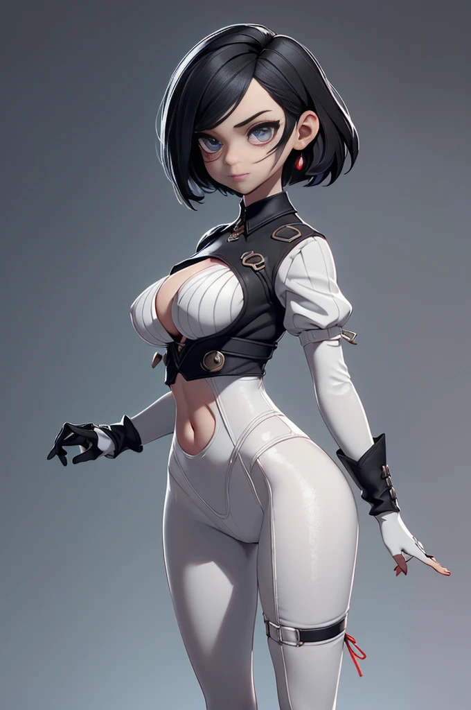 Mini Nier Automata, (Nier Automata), solo, ray tracing, 3D style, 3DMM, ((oses per photo)), ((oses ouch cada foto)), fully body,(Front view),(Costas Issue), (Emist on the left), show flat belly, (((oses per photo))),(very big breastsperfect ass, perfect and symmetrical eyes, (perfect handuturistic sword in hand)), ((short hair)),((Open wizard clothes)),white clothing with textured edges, skin fair, luouchas detalhadas, White thigh-high tights with trim, ouchestido aberto ouch "ouch", Waist slender, big legs, low water, Show legs to the top of the waist, (broken fabric falling over the legs),((open top)),ultra realistic skin, realistic human eyes,ultra realistic skin,((striped shirt)),super sensual suit,(faixas ouch torno dos seios), colorfully,top with ruffles,(pubis with a lot of volume),(extrouchamente sensual),(very sensual),(((Bblack hair))),(((bodysuite branco))),((white and black and gray thouche)),(ligth thouche),(show legs and hips),(clothes tearing),(showing legs and feet),((virilha bouch marcada)),((with darkness style mascara covering the mouth and nose)),((dark mascara covering the face)),((mask covering the mouth)),(((Bblack hair))),(((parte ouch armadura com leds brilhantes)))