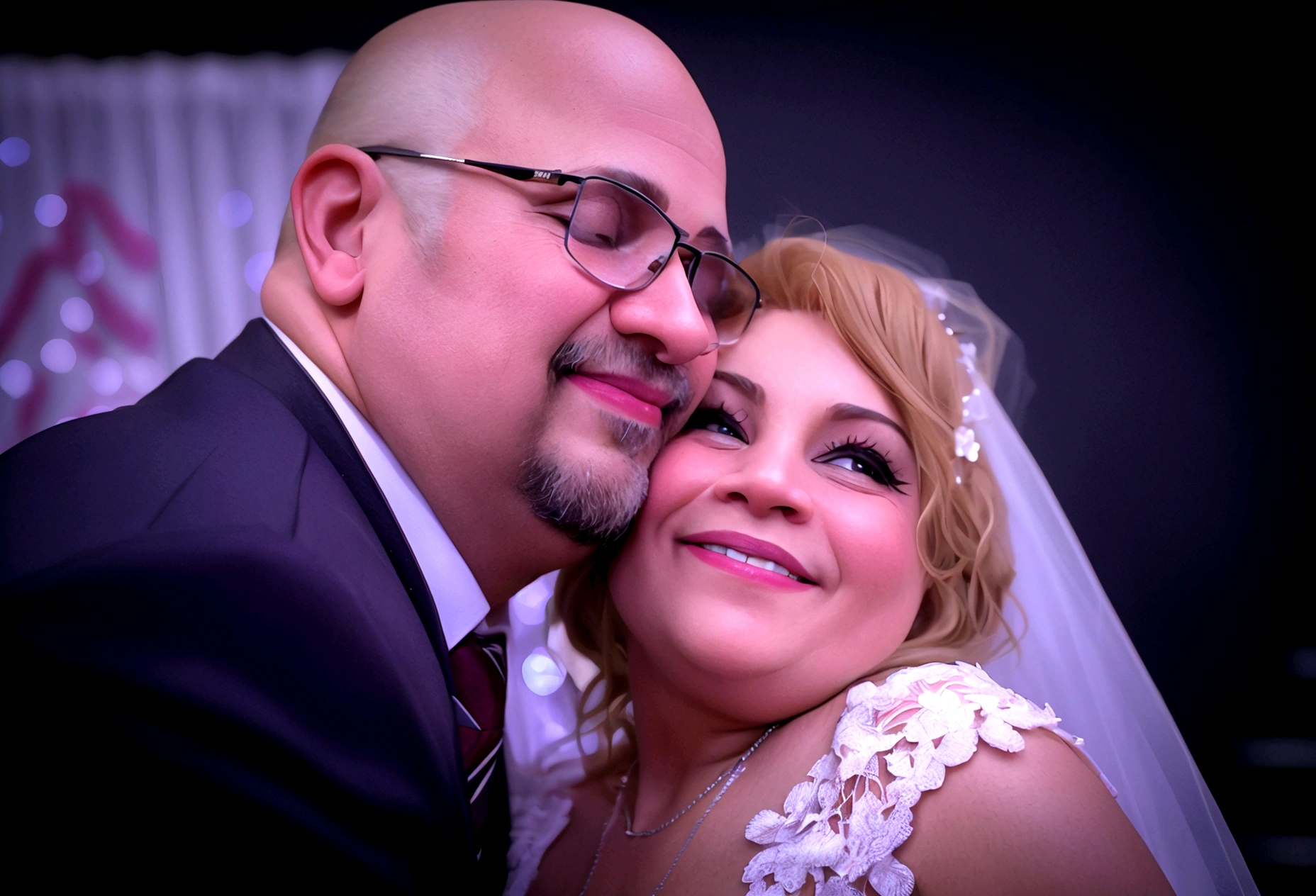 bride and groom posing for a photo at their wedding, Mom and Dad, casal feliz, wedding photography, photo taken with nikon d 7 5 0, photo taken with nikon d750, detailed portrayal, photo sideways, profile image, foto perfil, fot, por Pat Adams, wedding photo, Top Quality Photos, couple portrait, carla ortiz