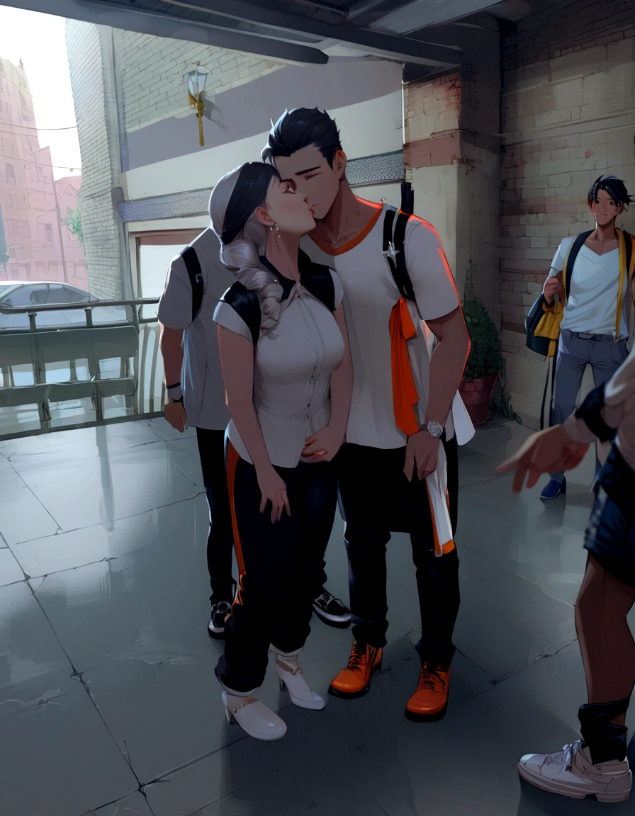 realist , 1 beautiful girl bride,1 handsome boyfriend boy ,standing kiss , wedding