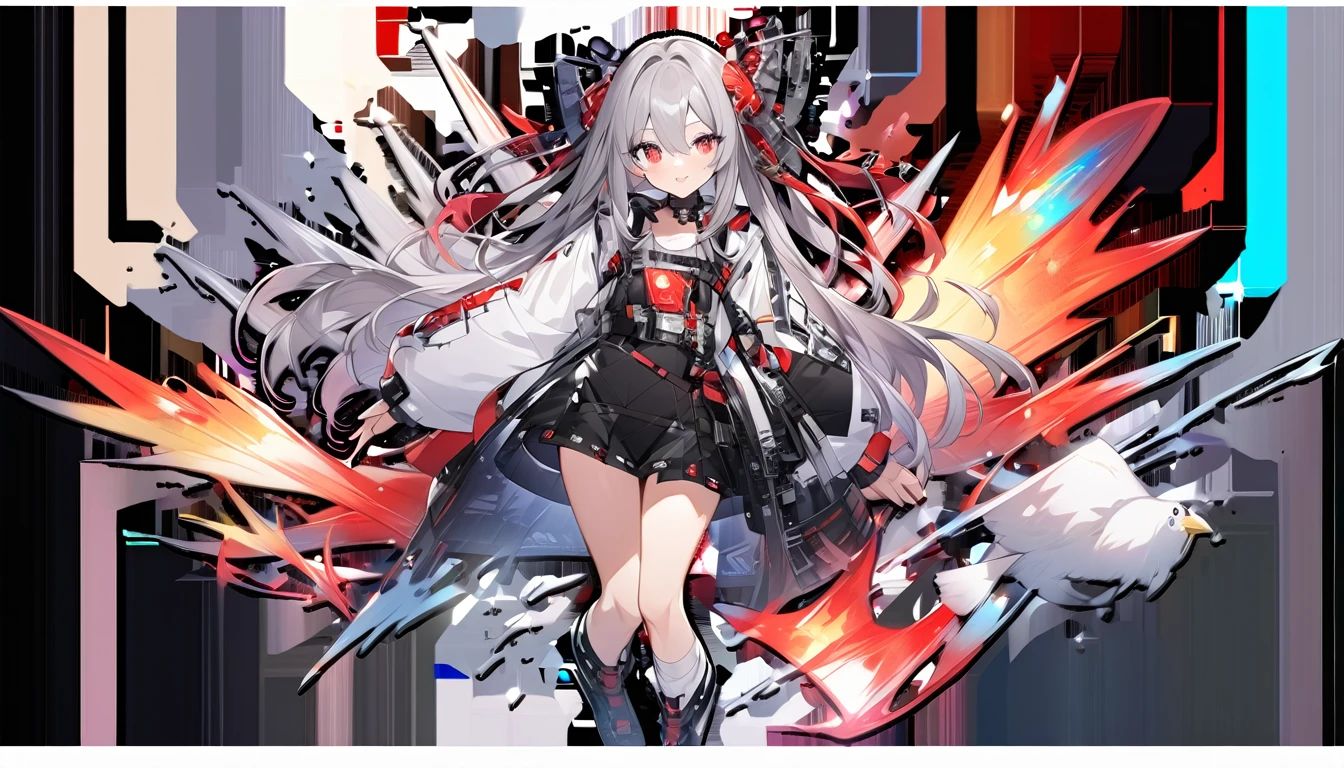 Characters。gray hair color、Glowing red eyes、Long Hair、There is a mole under the left eye。On a transparent background、Depict people only。