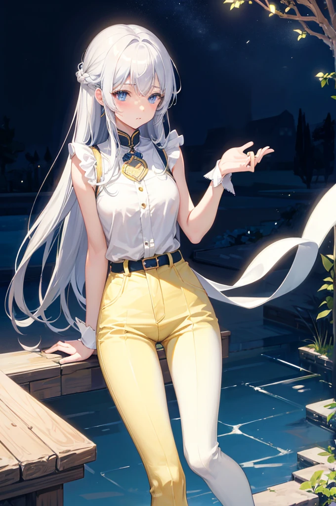 M-shaped legs、Yellow Pants、Leaning forward、、Light silver hair、Semi-long hair、Garden、night、、pale blue eyes、Blushing、、Random pose、Looks like she&#39;s about to cum、Glamorous expression、Blushing、Yellow underwear、Cute underwear、Undressing、、Bedroom、On the bed、M-shaped legs、Random pose,Show your pants、Light silver hair、Semi-long hair、Panties、night、、pale blue eyes、night、night、Not wearing a bra、、Blushing、lipstick、Perfect hands、Detailed hands、nightのGarden、hand good