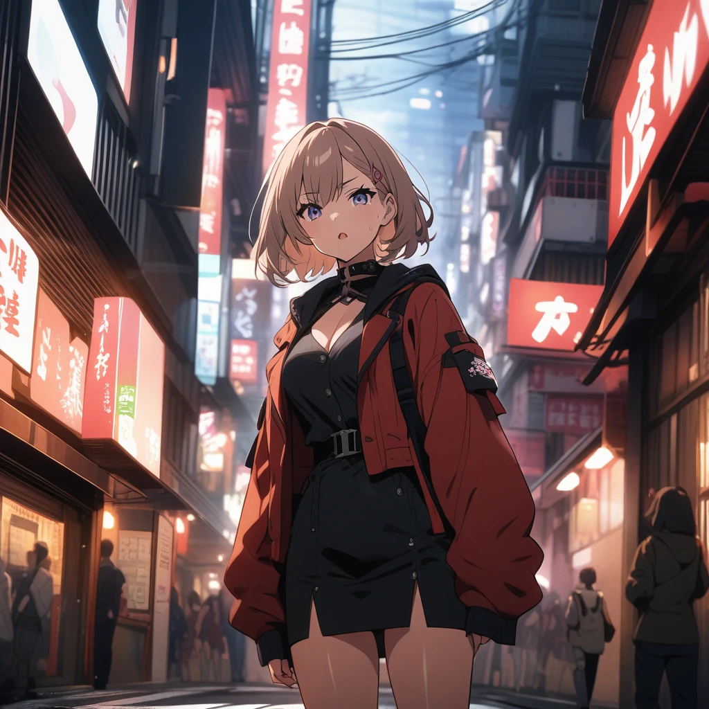 sexy anime girl standing in Tokyo, #Base Model #Anime