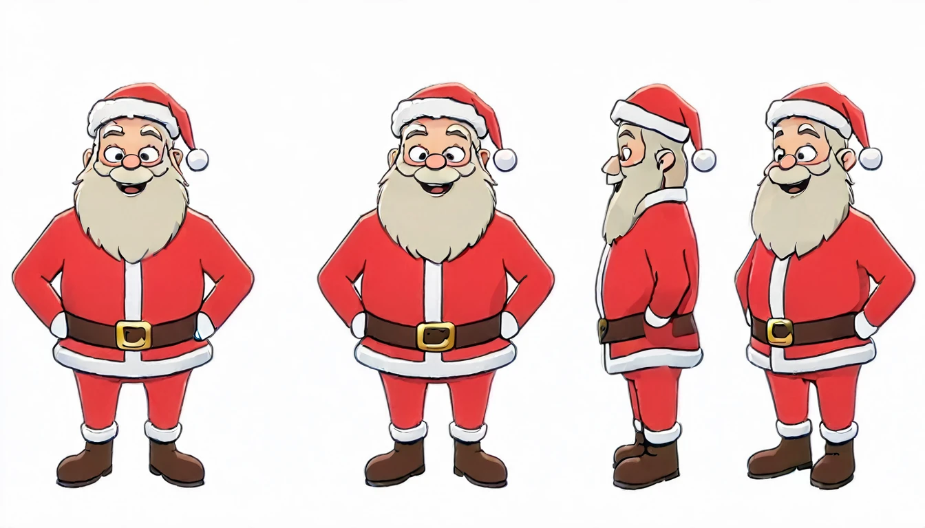 1 male,Santa Claus,frond an side, multiple views, front and side beautiful, masterpiece, best quality, perfect lighting,8k,simple white background ,SFW.