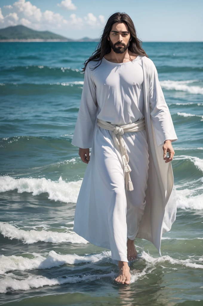 Create image of Jesus walking on the sea 
