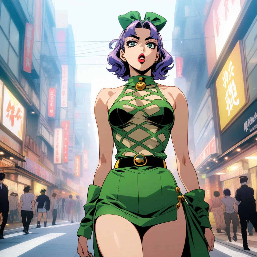 sexy anime girl standing in Tokyo, from jojo's bizarre adventure #Base Model #Anime