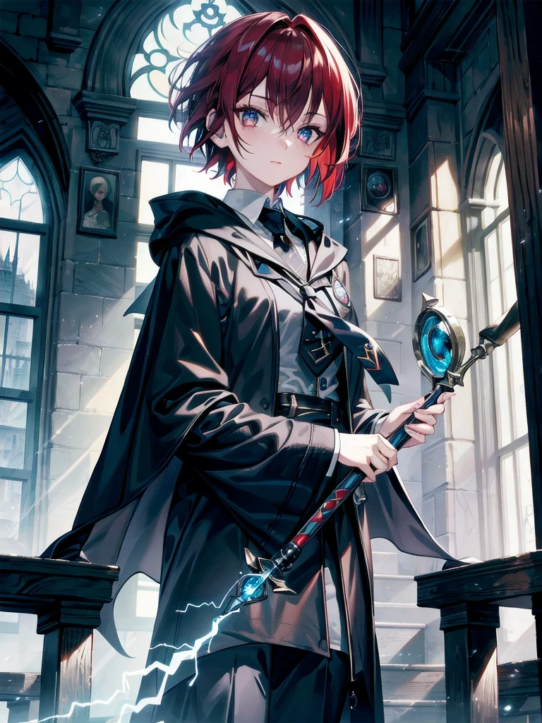 maximum details, cinematic, abstract art, dark theme, deep shadow,
1 girl, adult (elven:0.7) woman, freckles, ruby eyes, dark red quiff hair,
(style-swirlmagic:0.8), looking at viewer, solo, (full body:0.6), detailed background, detailed face, (fragrealitytech theme:1.1), hogwarts teacher, curious, (ravenclaw :1.1), necktie, cloak, casting spell, surrounded by lightning, library in background, sunlight,