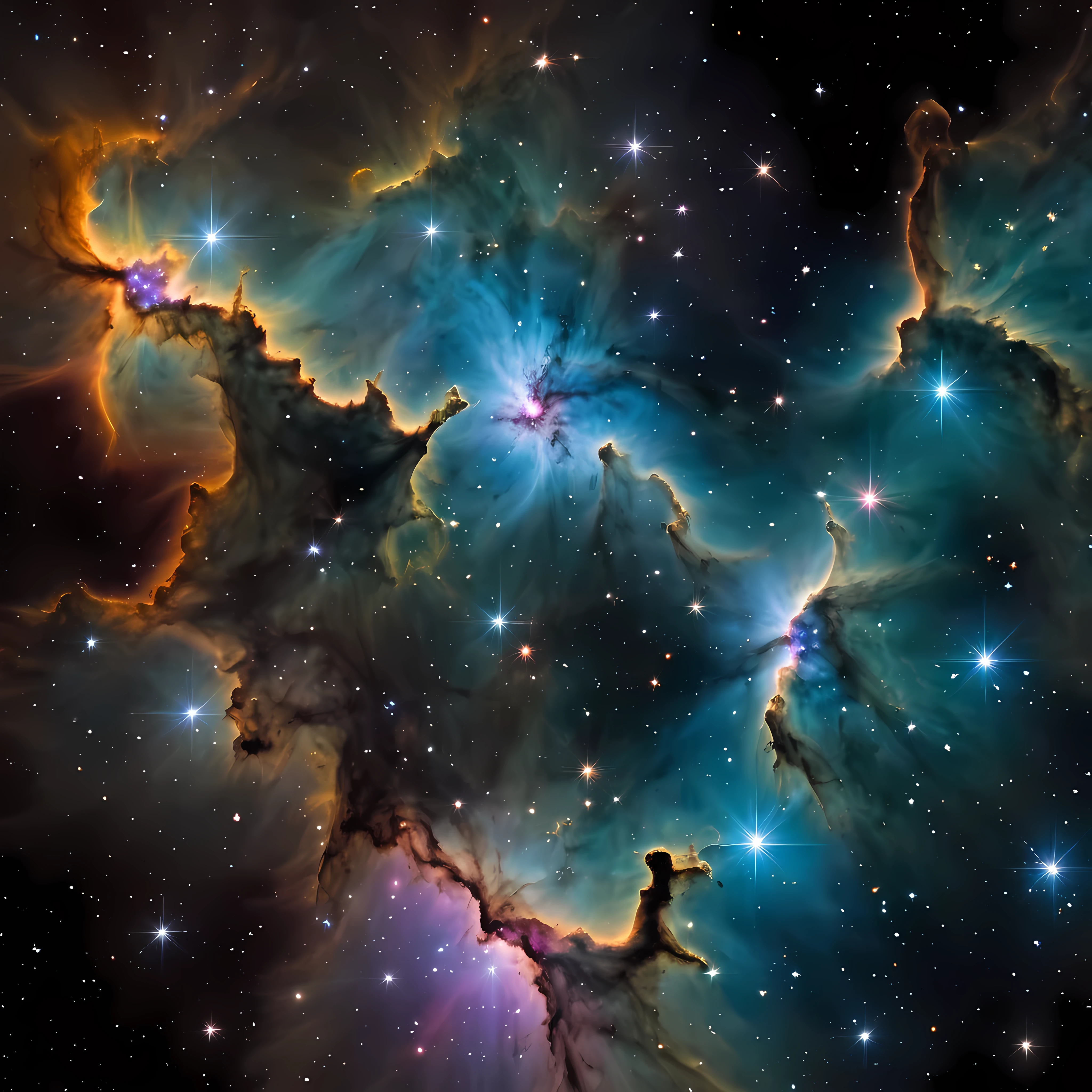 a close up of a star formation with a black background, gemini star formation, distant nebula are glowing algae, stellar formation, exploding nebulae, a cosmic entity made of stars, dramatic exploding nebulae, glorious galactic collision, galactic light colors, collapsing stars and supernovae, in a nebula, gorgeous nebula is born, suns and supernovas