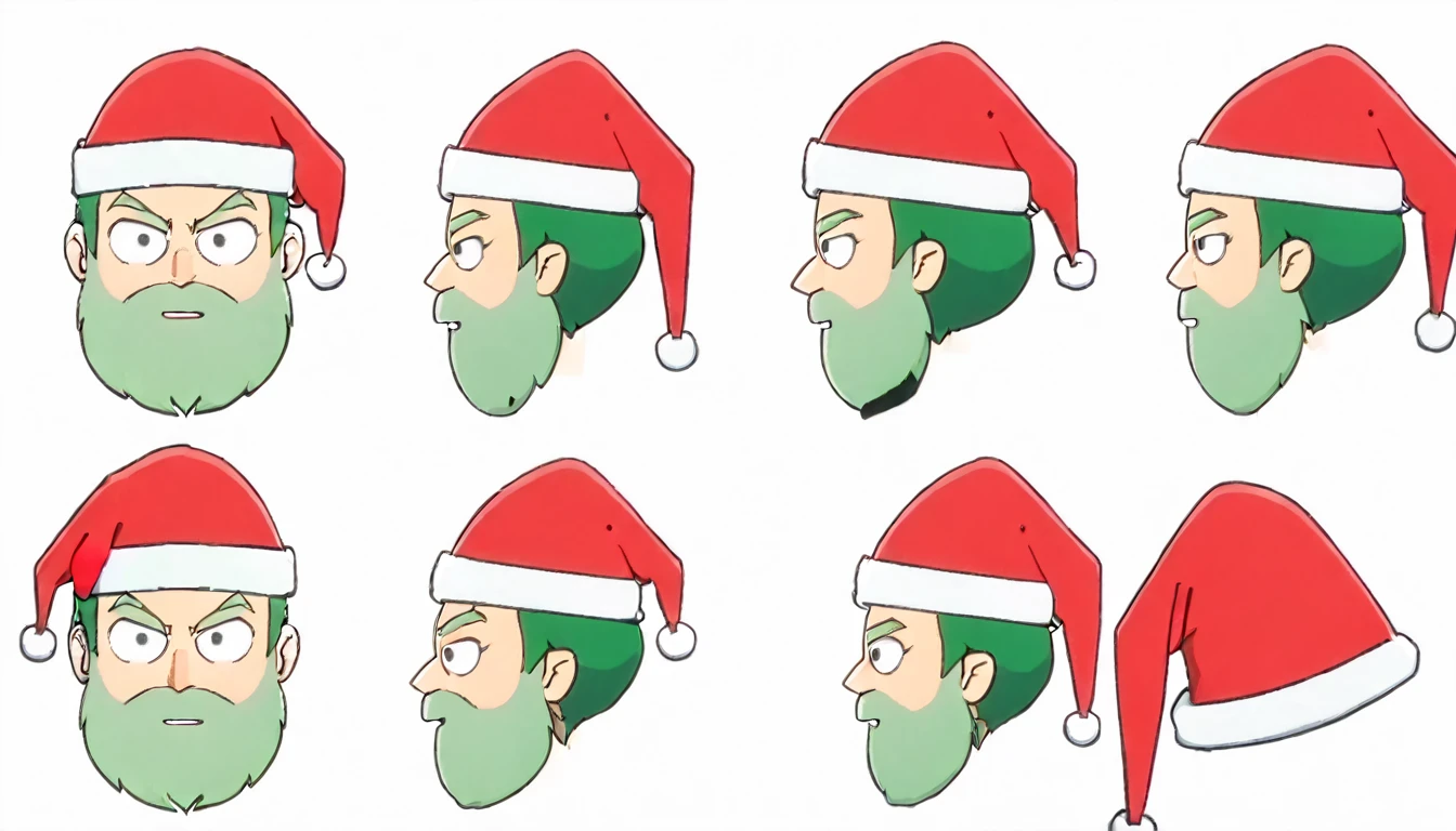 score_9, score_8_up, score_7_up, score_6_up, score_5_up, score_4_up, BREAK source_anime, frond an side, multiple views, front and side, headshot,1Santa Claus.