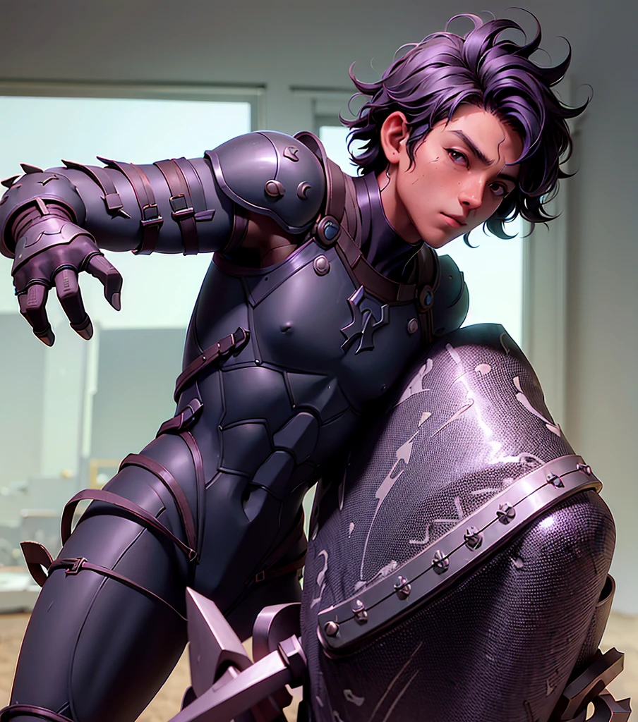 1boy, blacksmith, black hair , with iron armor