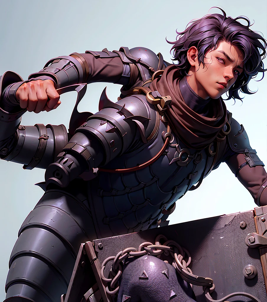 1boy, blacksmith, black hair , with iron armor