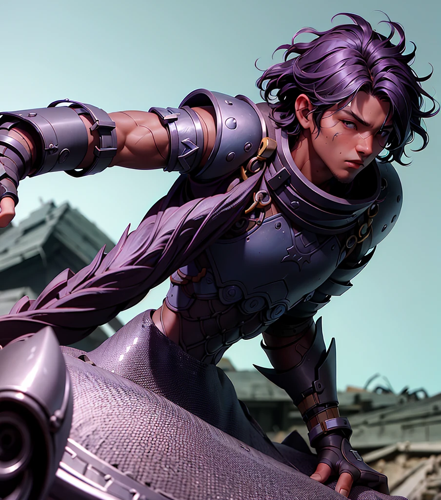 1boy, blacksmith, black hair , with iron armor