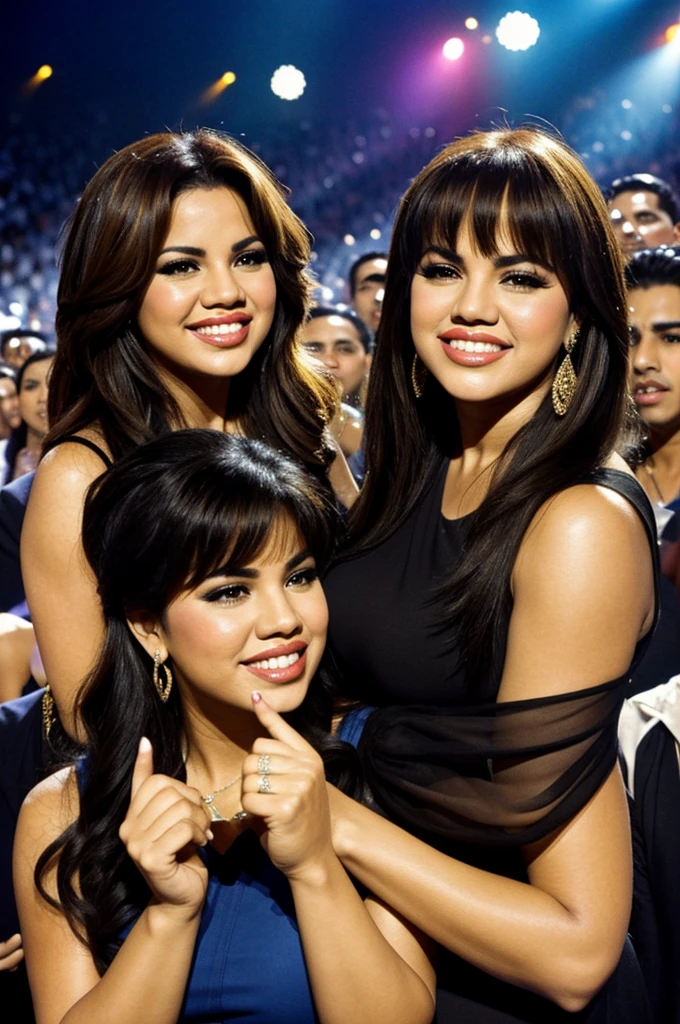 Selena Quintanilla and Jenny Rivera together at a concert with many people