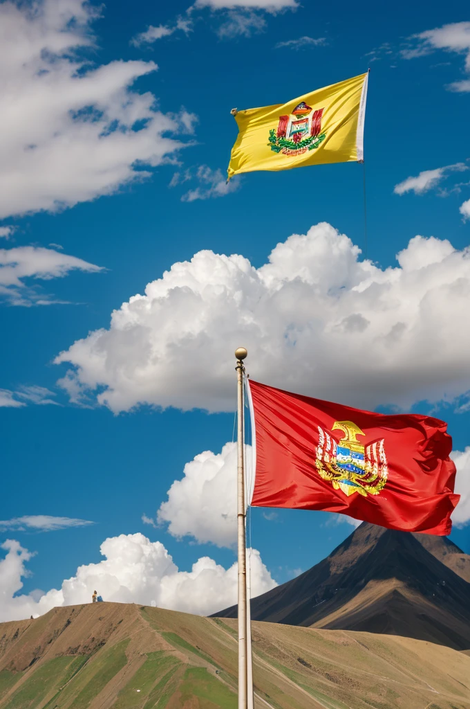 The Lima cause with a background of the Peruvian flag
