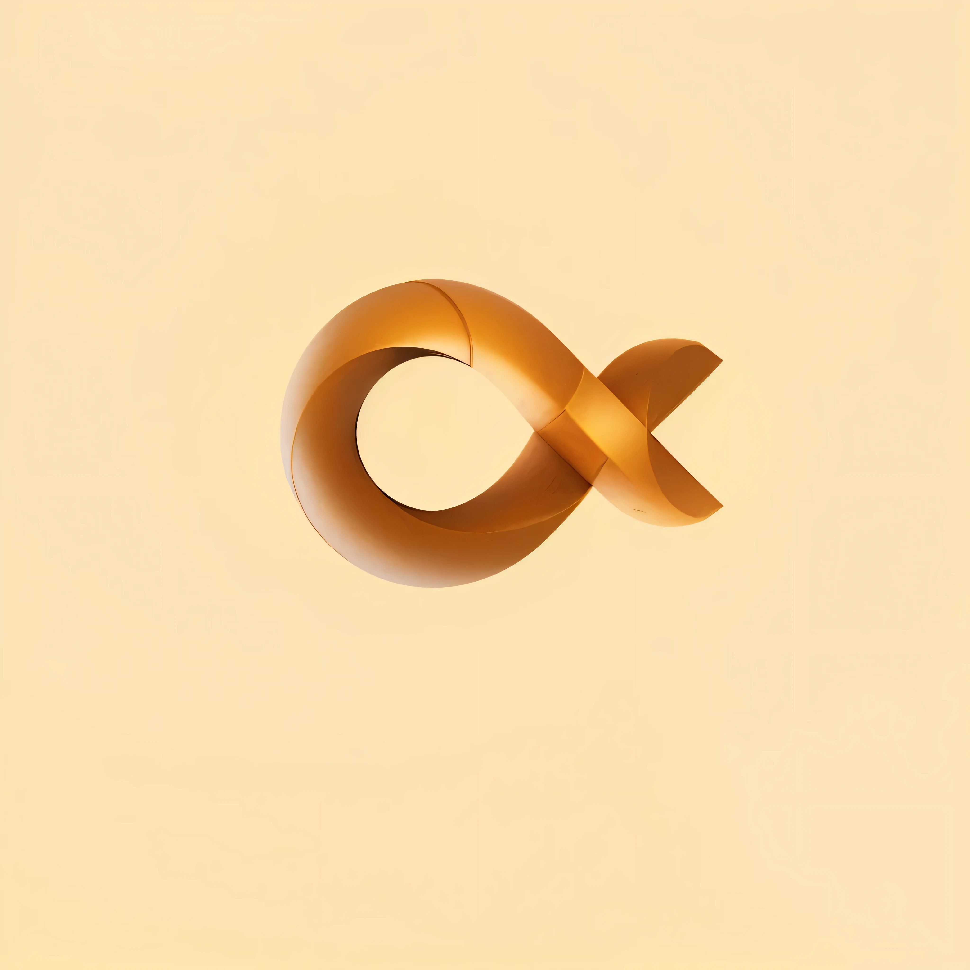 there is a picture of a brown infinity symbol on a yellow background, infinity symbol like a cat, infinity symbol, by Aleksander Kotsis, mobius strip shaped planet, in the shape of a cinnamon roll, by Andrei Kolkoutine, infinity glyph, made with illustrator, smooth 3d illustration, smooth 3 d illustration, by Edward Avedisian