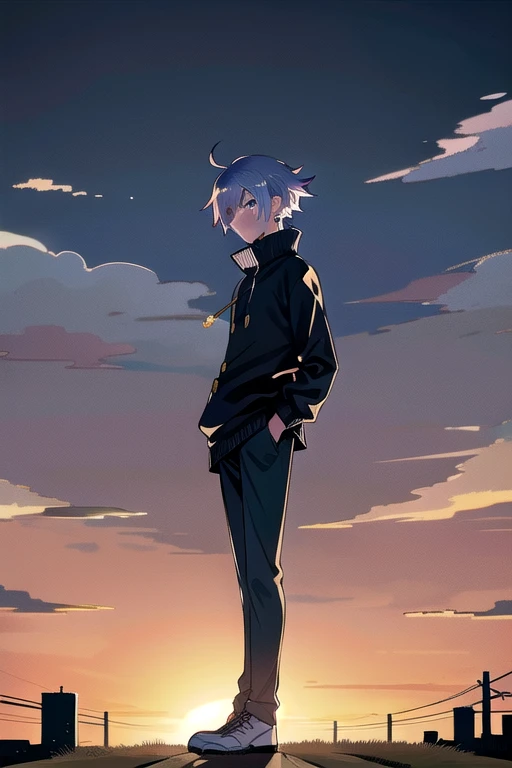 anime picture of a man standing next to a motorcycle on a city street, 1990 manga panel, zerochan, wearing an oversized sweater, beautiful with eerie vibes, taxi, tall and slim, spike shell, crows beautiful, comic panel, full image, goodnight, 🦑 design, ideal composition