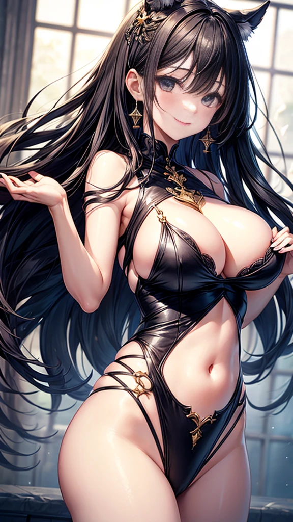 ((Highest quality、、masterpiece:1.3)), Upper Body、Long legs、Sharp focus:1.2, Beautiful woman with perfect figure:1.4、((Big Breasts:1.2)), (Big Breasts、Soft looking big ass、Feminine body 、Smiling:1.2), Face and skin texture crafted to the smallest detail、Fine-grained、double eyelid、25-year-old female、sexly、Casual wear