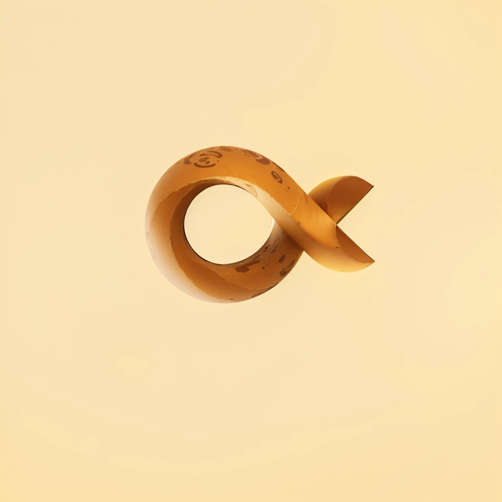 there is a picture of a brown infinity symbol on a yellow background, infinity symbol like a cat, infinity symbol, by Aleksander sis, mobius strip shaped planet, in the shape of a cinnamon roll, by Andrei Kolkoutine, infinity glyph, made with illustrator, smooth 3d illustration, smooth 3 d illustration, by Edward Avedisian
