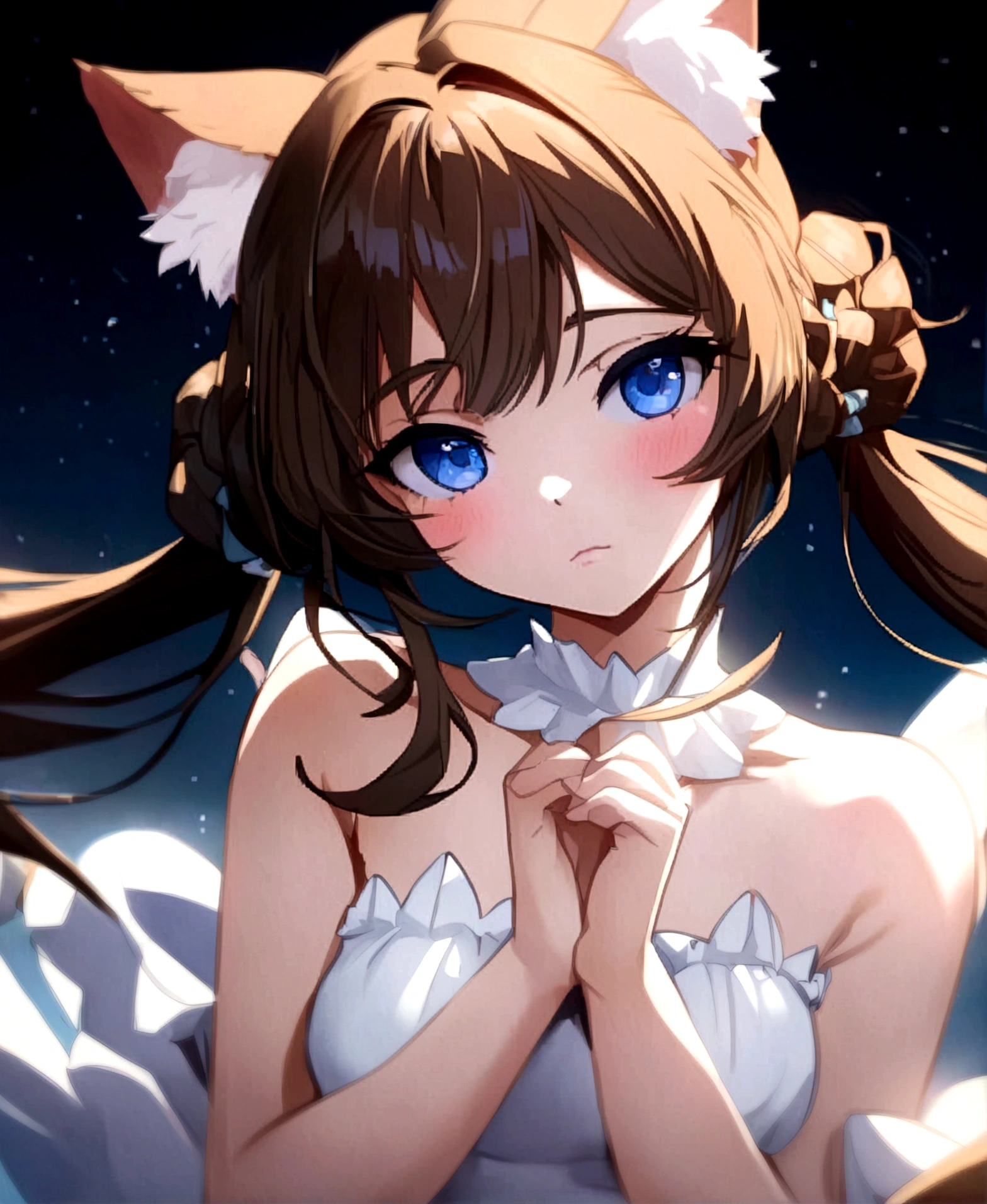 anime girl with blue eyes and cat ears, beautiful Anime Catgirl, anime Cat-eared girl, cute Anime Catgirl, very beautiful Anime Cat girl, Anime Catgirl, everyone, Anime Moe Art Style, Cat-eared girl, detailed Digital anime art, Beautiful anime portraits, High-quality portraits, Anime Cat, Digital anime art, Gwaiz, Nightcore