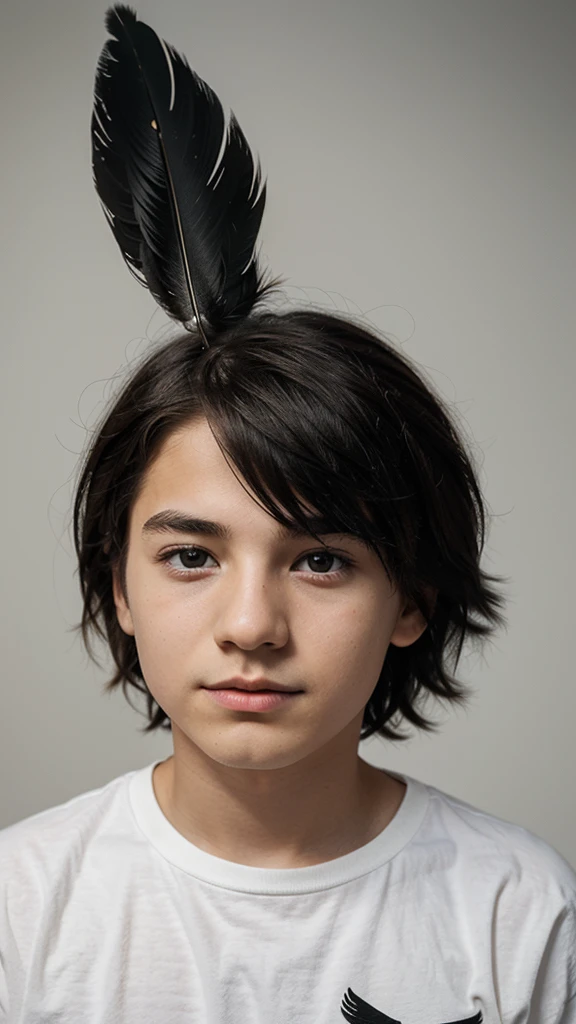 Create a minimal, modern, simple, inspirational, memorable, dream like logo design of a boy and a feather for the brand “Penamemoria".
