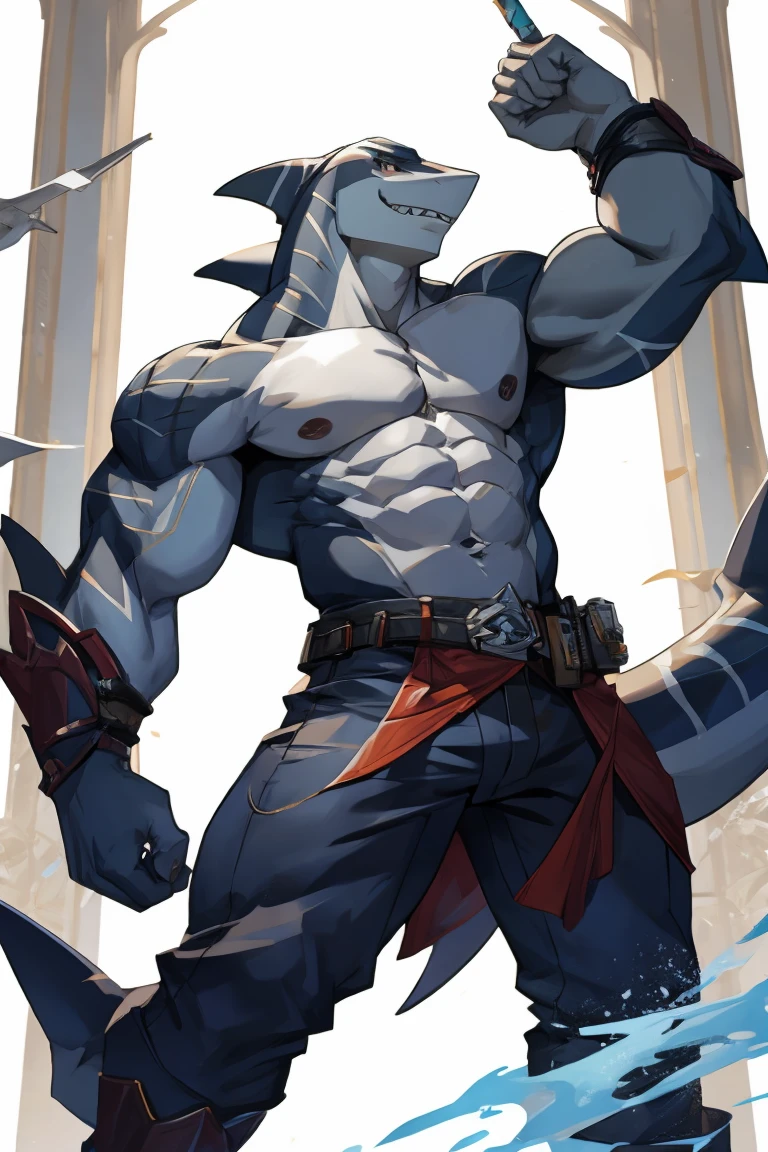 shark man medieveal in confidence pose