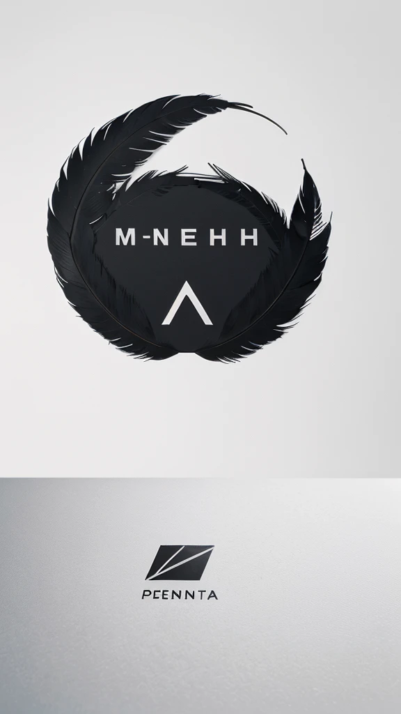 A minimal, modern, simple, cinematic logo design for the brand “Penamemoria". Create a modern, minimalistic, high-quality, logo of a boy-feather