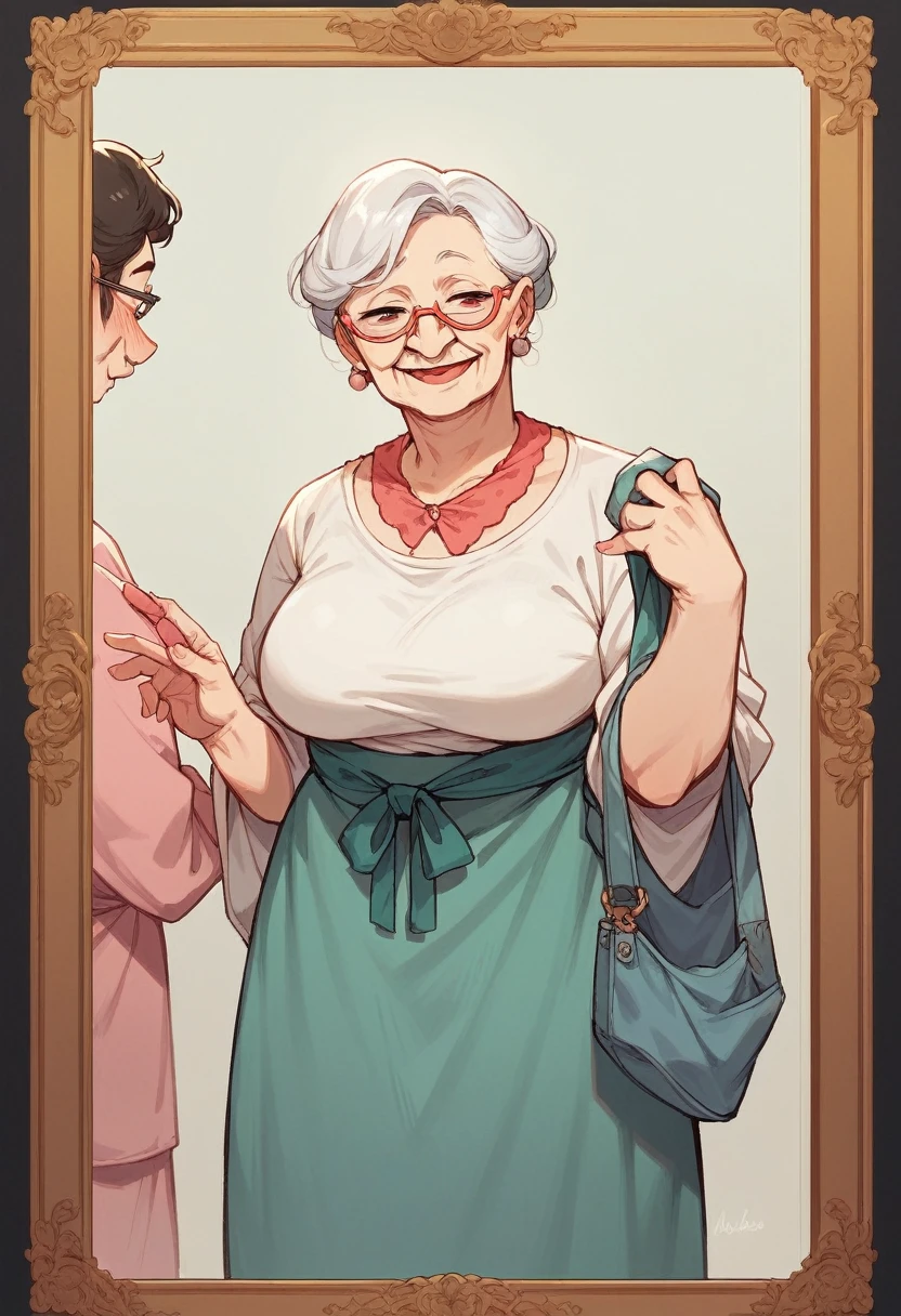 Grandma has a pink mirror 