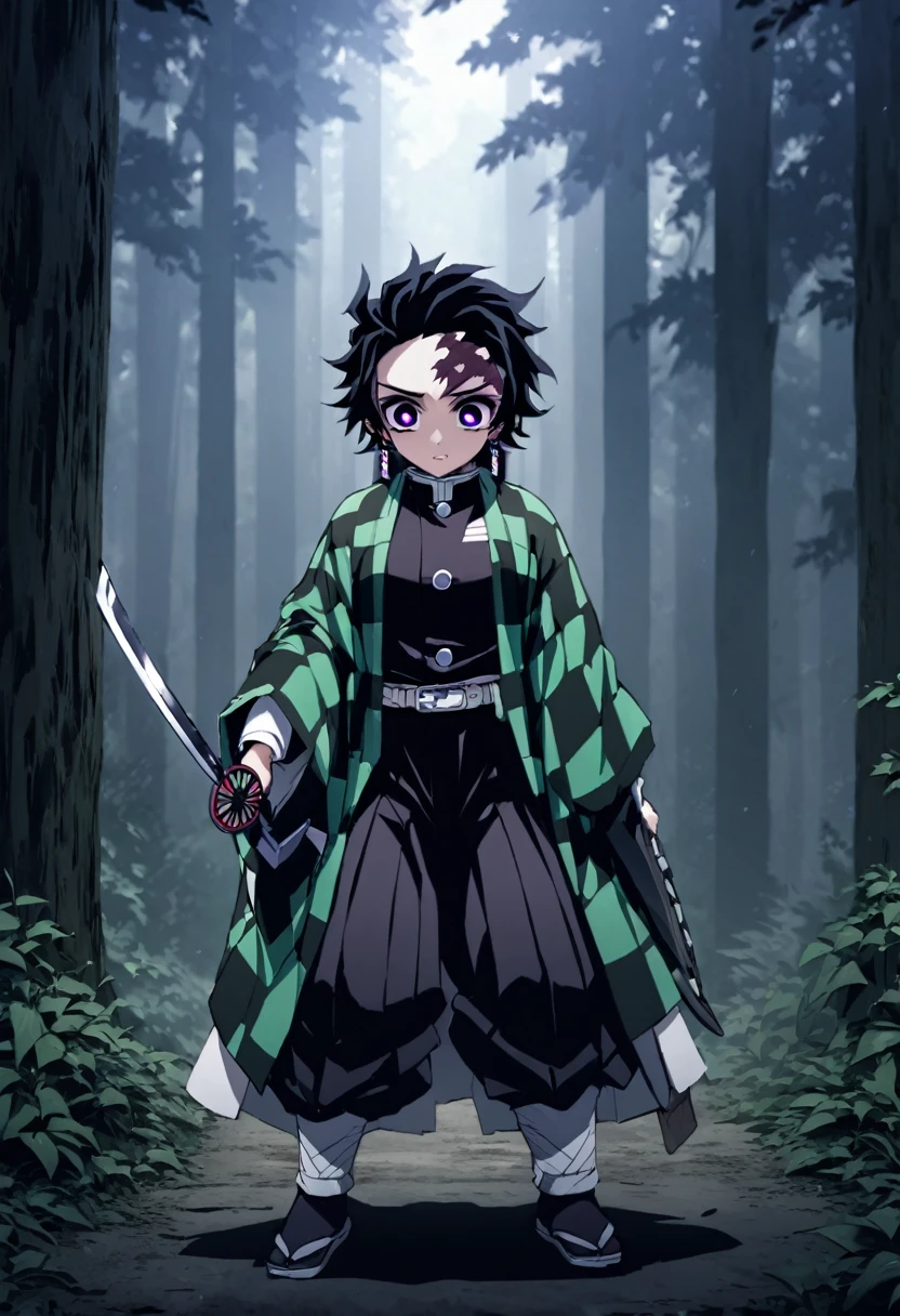 ultra detaild,high resolution, absurderes,hdr, work of art,from the shadows,long black hair,violet eyes,haori violeta com eyeshadows preta,estilo kimetsu no yaiba,costumes,chamas das eyeshadows, picking up a sword,alone in the forest,magie,great quality,extremly detailed face and eyes,eyeshadows,picking up a sword,((((from the shadows from demon Slayer))))