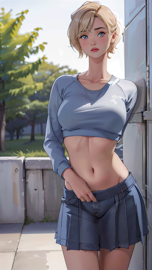 (ultra realistic, highly detailed:1.4), best quality, masterpiece
girl, a stunning girl, 18 yo., short messy blonde hair, tall slender body, sweatshirt and pleated skirt, posing for photo, ((longtorso, ltso):1.2), (longneck:1.3), tall