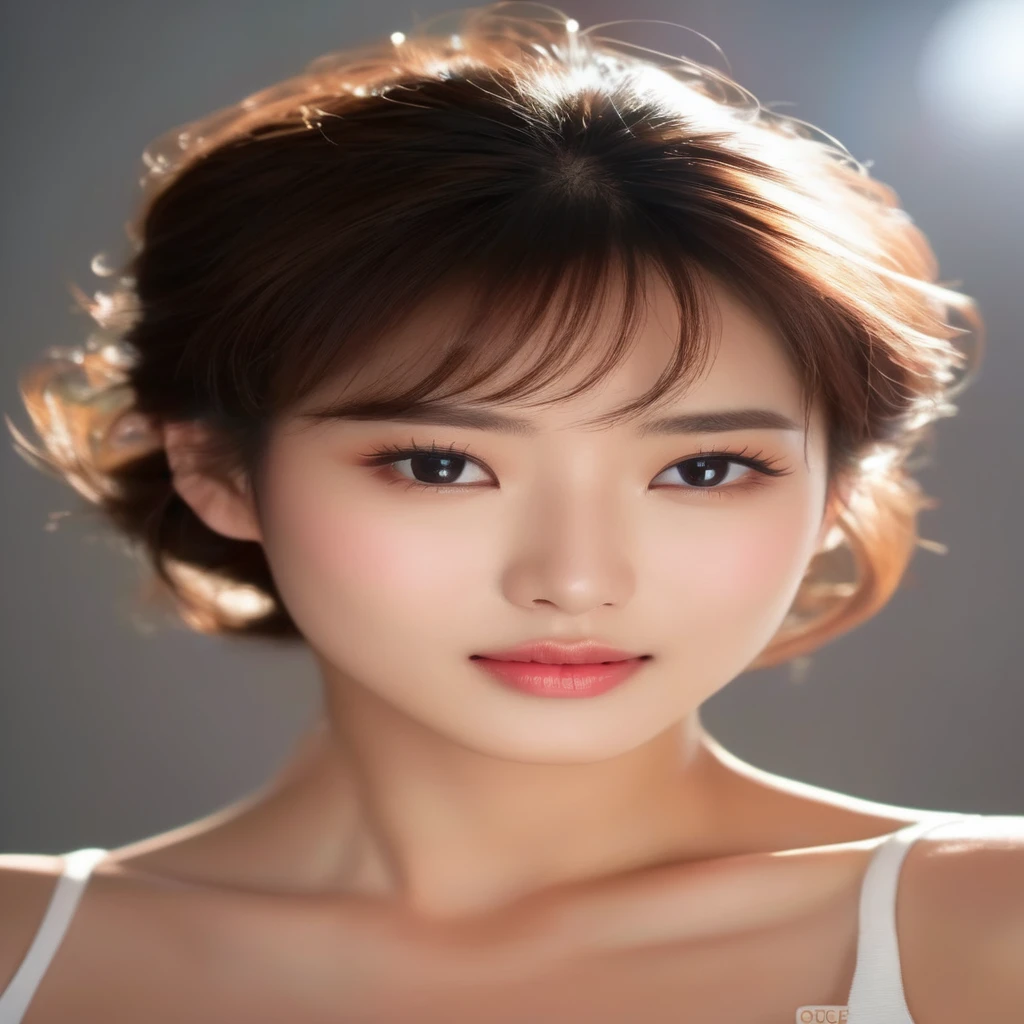 Close-up of a woman wearing a white top and brown hair, Asian beautiful face, Beautiful Korean woman, Young and beautiful Korean woman, Beautiful young Korean woman, Female beautiful face, Young and cute Korean face, Beautiful female face, Popular Korean makeup, Beautiful Japanese girl face, Beautiful Asian girl, Beautiful face woman, Popular Korean makeup, Korean facial features
