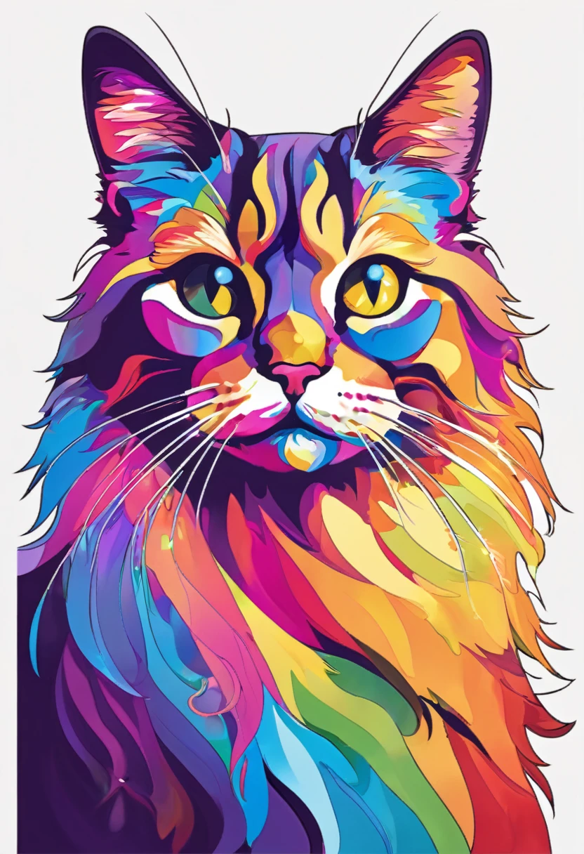 Create a cat that is animated in multicolor