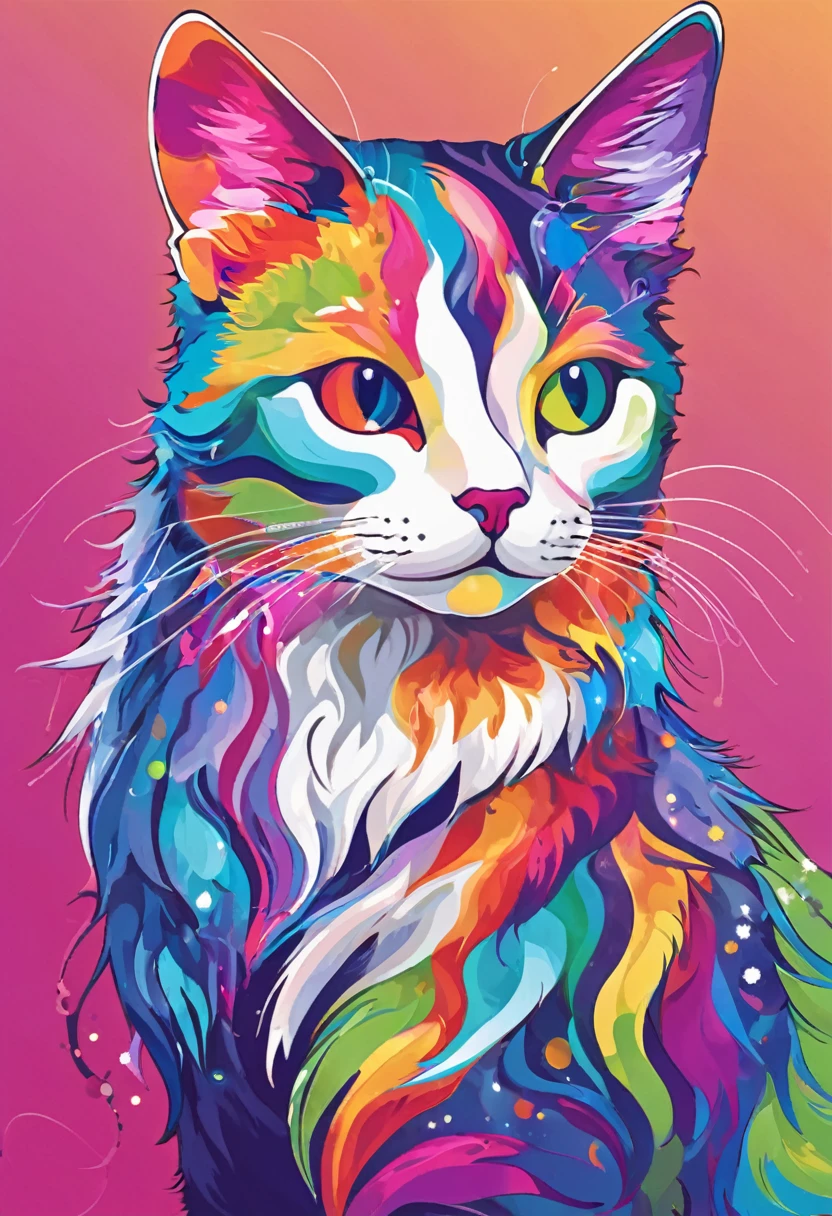 Create a cat that is animated in multicolor