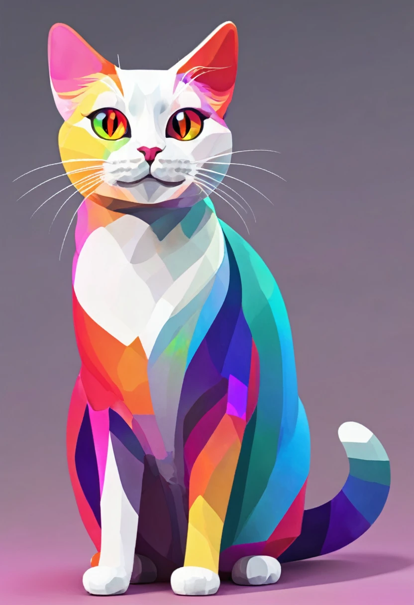 Create a cat that is animated in multicolor