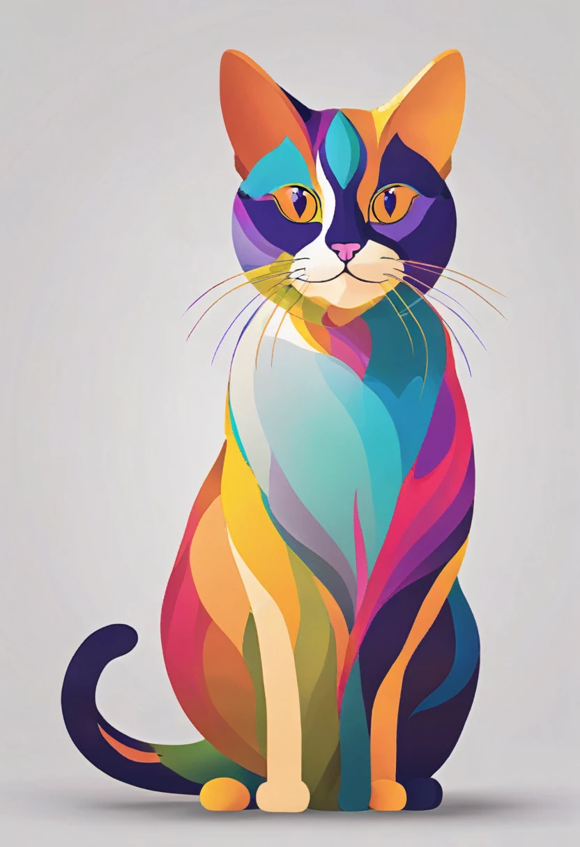 Create a cat that is animated in multicolor