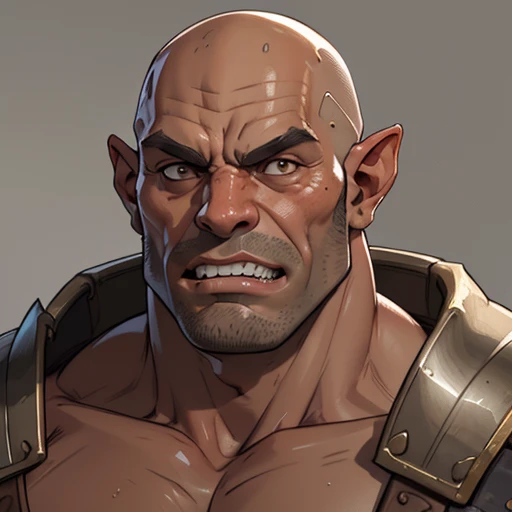 (masterpiece), (best quality),(portrait),(bust up),1boy,solo,(sharp focus),orc,muscular,muscle,bald,(ancient:1),ancient luxurious long clothes,old school fantasy art,((simple background)),super shiny face,Ultra Glossy skin,(teeth),orczor