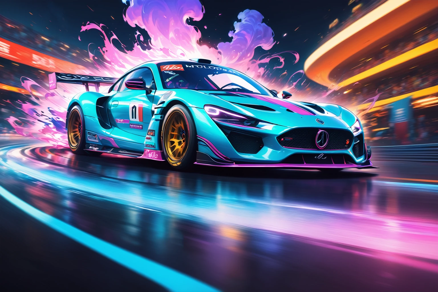 a creative website, home page, hyperdetailed, high quality, ultra detailed, intricate details, , Motorsport theme, Afterglow, car traveling at very high speed, (Metropolitan Highway at night, high quality: 1.1), purple smoke, Ultra-fast motion blur, cinematic shot, BREAK , HD amazing speed wallpapers,  