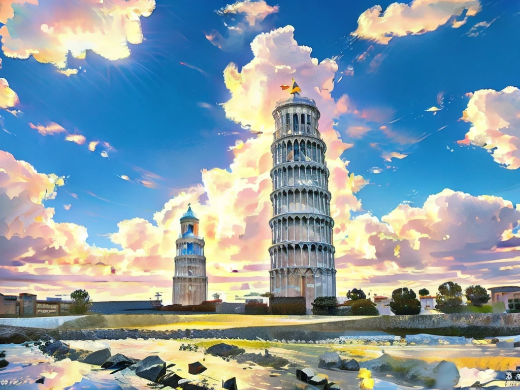 Beautiful sunny day in pisa, italy
