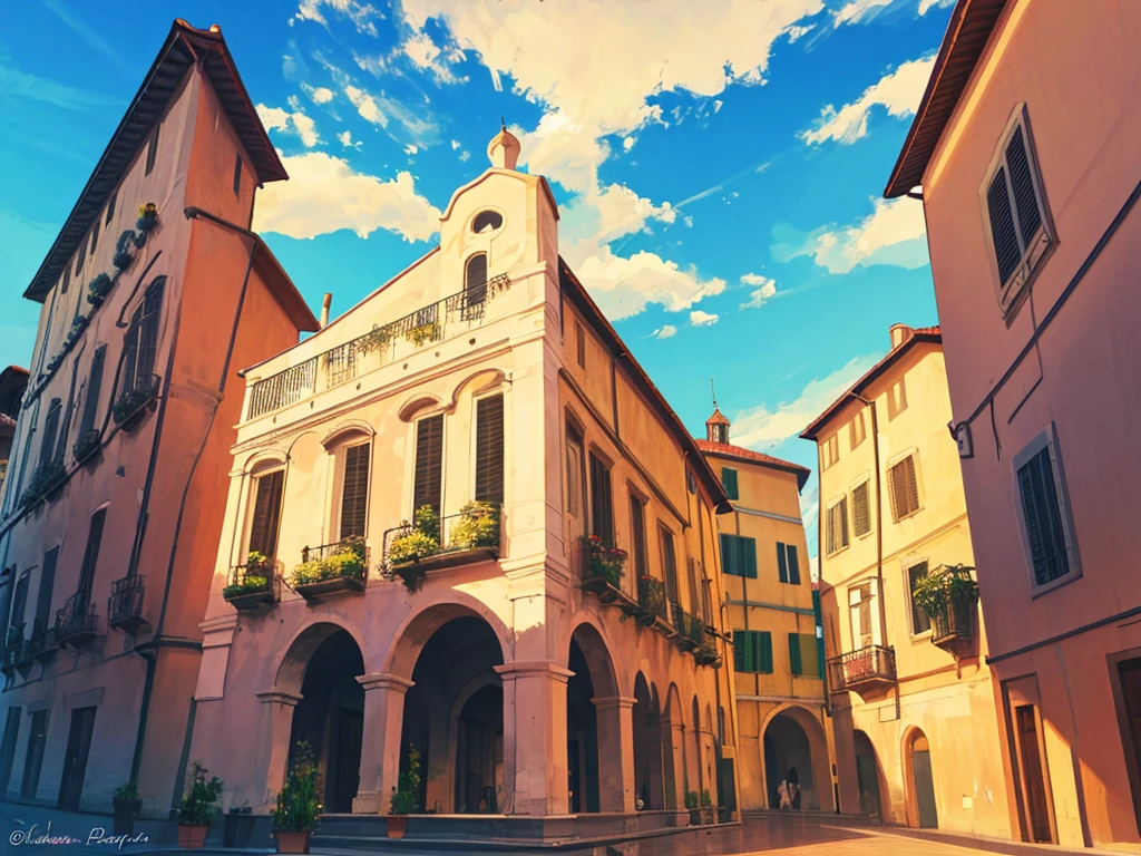 Beautiful sunny day in pisa, italy
