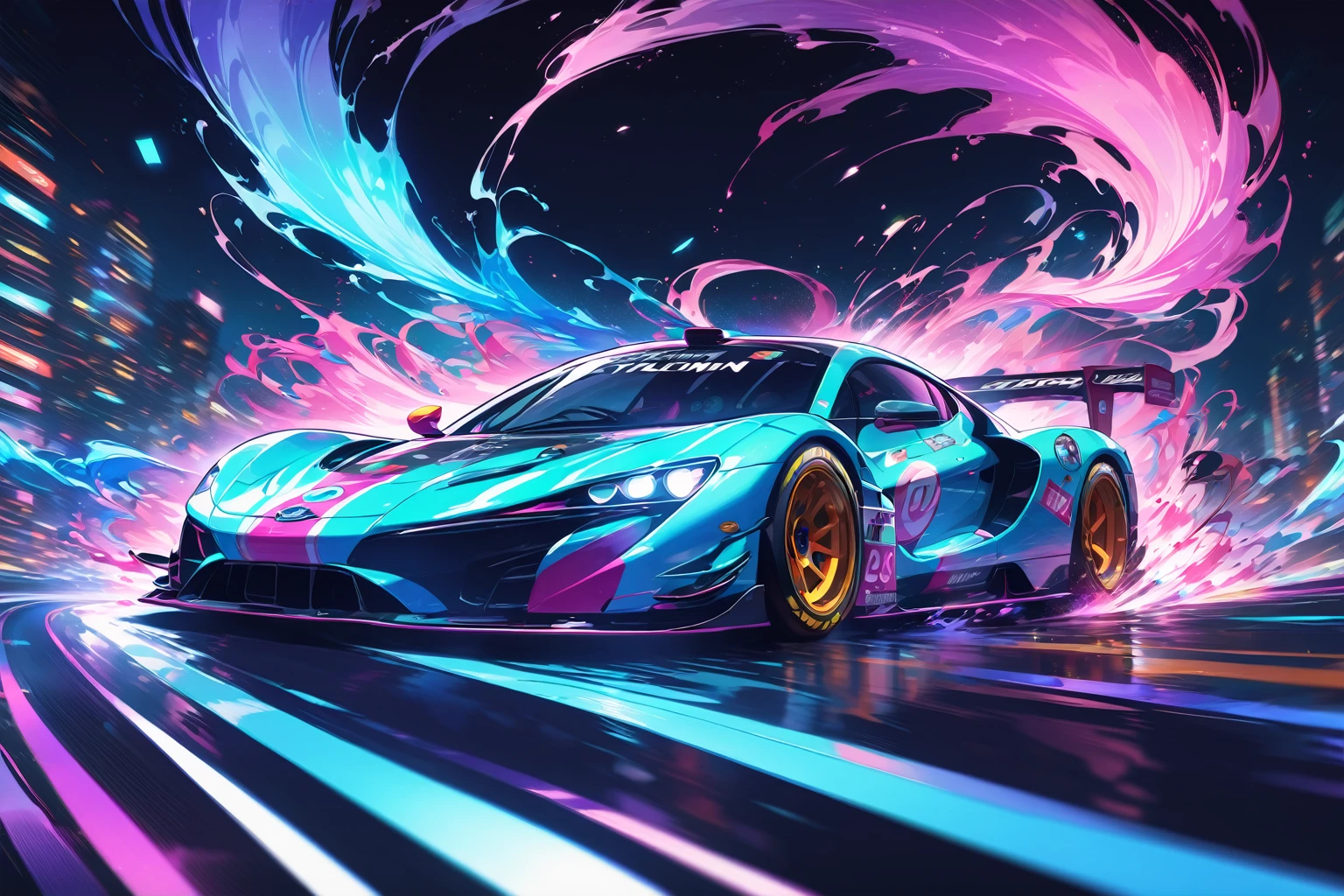 a creative website, home page, hyperdetailed, high quality, ultra detailed, intricate details, , Motorsport theme, Afterglow, car traveling at very high speed, (Metropolitan Highway at night, high quality: 1.1), purple smoke, Ultra-fast motion blur, cinematic shot, BREAK , HD amazing speed wallpapers,