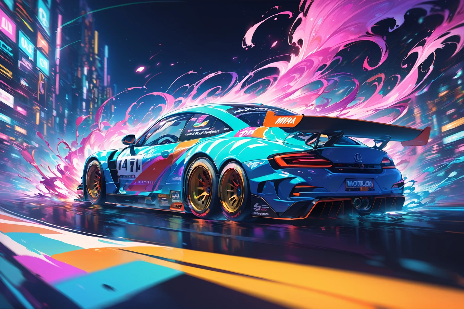 a creative website, home page, hyperdetailed, high quality, ultra detailed, intricate details, , Motorsport theme, Afterglow, car traveling at very high speed, (Metropolitan Highway at night, high quality: 1.1), purple smoke, Ultra-fast motion blur, cinematic shot, BREAK , HD amazing speed wallpapers,