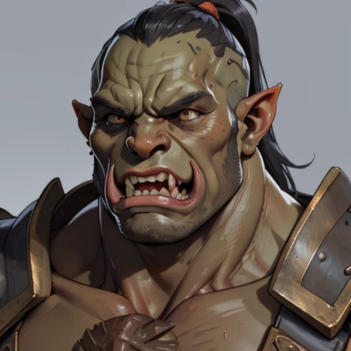 (masterpiece), (best quality),(portrait),(bust up),1boy,solo,(sharp focus),orc,muscular,(ancient:1),ancient luxurious long clothes,old school fantasy art,((simple background)),super shiny face,Ultra Glossy skin,(teeth),orczor,mazoga,orc teeth,extra teeth,