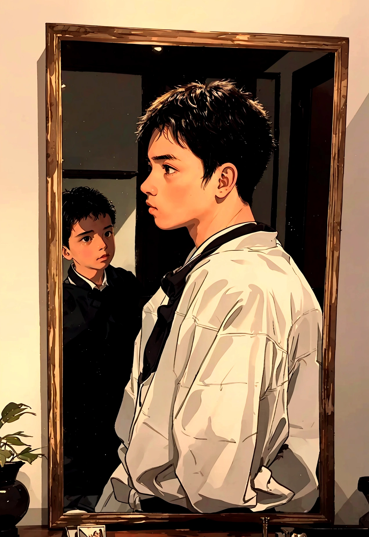 boy and looking at himself, Latin Americans, natives, Sides, Blacks