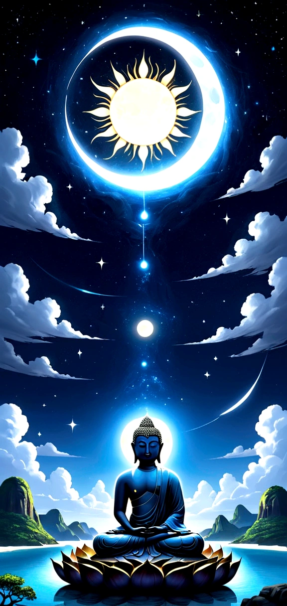 Sun, Moon and Stars,Buddha Light,islands,ion,Staff,sacred,Practice